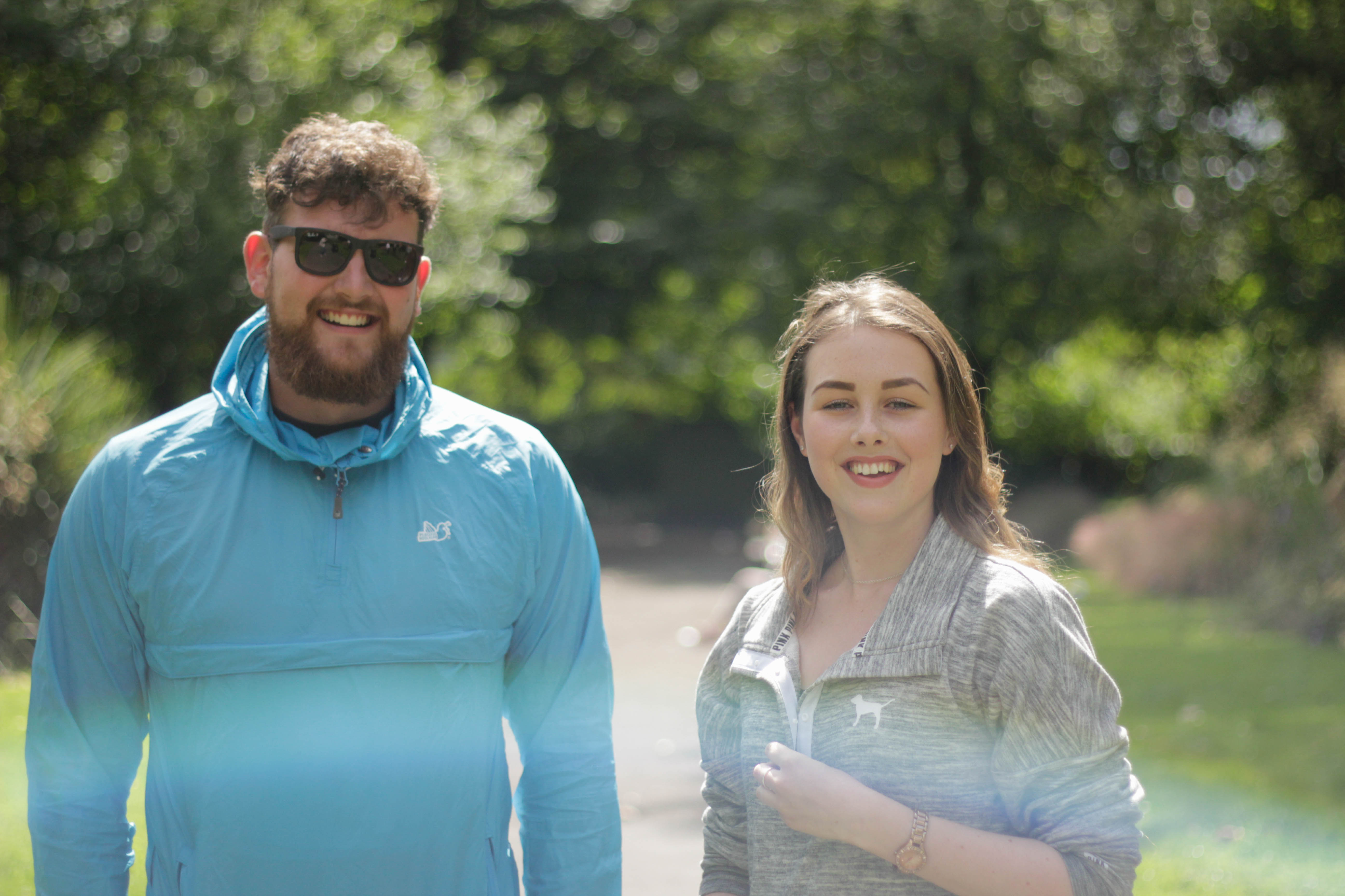 Two people happy in the sun.