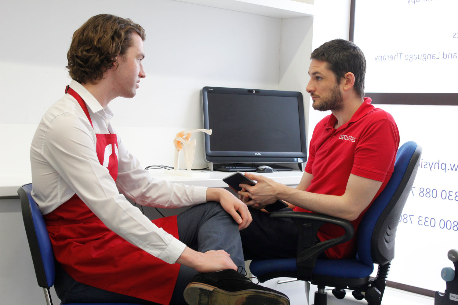 Kevin sat with an Orthotics specialist.