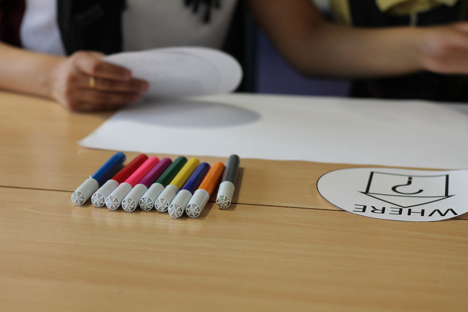 Assorted colouring pens.