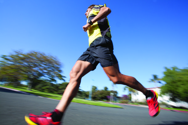 An athlete running.